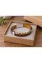 Iserno Honeybraid Caramel Leather Men's Bracelet - Gold Brown Double Braid - 3