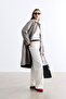 Plaid Patterned Minimal Trench Coat - 3