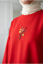 Women's Floral Embroidery Detailed Loose Long Sweatshirt Tunic - 2