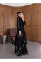 Black Detailed 3-Piece Ribbed Linen Set - 8609 - 2