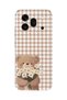 Honor 600 Pro Compatible Transparent Phone Case with Flower Bouquet and Teddy Bear Pattern