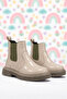 Children's Unisex Beige Patent Leather Thick Serrated Thermo Sole Zippered Elastic Chelsea Boots - 4