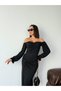 Gathered Front Long Sleeve Blouse and Slit Skirt Two-Piece Set - 3