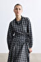 Black Plaid Scarf Dress - 3