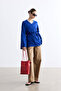 Saks V-Neck Belted Long Sweater - 6