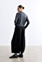 Black Barrel Pants with Sewing Details - 6