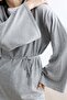Gray V-Necklace Long Sweater with Belt - 3