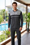 Men's Long Sleeve Combed Cotton Pajama Set 3020 Anthracite01