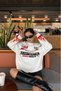 White Unisex Sweatshirt with Flame Printed Sleeves, Crew Neck, Oversize Fit, Embossed Fabric, Sports Sweatshirt Hzlbibas11Ssweat - 3