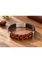 Lunesso Rustbraid Dark Brown Leather Men's Bracelet - Tile Weave Detailed - 3