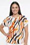Women's Abstract Patterned Short Sleeve Lycra Viscose Plus Size Blouse