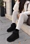 Women's Black Fur-Lined Thick-Soled Boots - 2