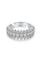 316L Steel Silver Color Row Zircon Stone Adjustable Women's Ring Jewelry - 3