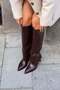 Vi̇ona Women's Pointed Toe Short Heeled Below-The-Knee Boots Stylish Casual Boots