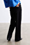 Black Gabardine Palazzo Pants - 4