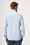 Blue Biritli Collar Long Sleeve Pocketless Slim Fit Cotton Shirt 1004260207 - 5