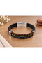 Harviano Fieldweave Black Leather Men's Bracelet - Brown Green Navy Blue Braided - 2