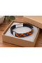 Selvarno Nightcopper Black Leather Men's Bracelet - Navy Blue Orange Weave - 2