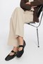 Curzon Black Leather Suede Women's Belted Ballerina Shoes - 2
