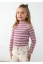 Girl's Turtleneck Ribbed Long Sleeve Blouse Lilac 4026