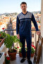 Men's Long Sleeve Combed Cotton Pajama Set 3000 Navy Blue-Grey - 3