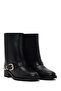 Women's Black Buckle Leather Boots Wf180030Dv - 2
