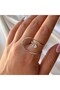 Women's silver color stone adjustable design ring - 3