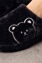 Kogi Black Teddy Bear Detailed Plush Women's Winter House Slippers - 3