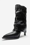 Ylva Black Striped Belted Women's Heeled Boots - 8