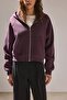Hooded Basic Zippered Sweatshirt - 2
