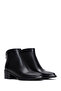 Women's Black Zippered Short Heeled Leather Boots Wf300001Dv - 2