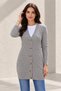 Women's V-Neck Long Sleeve Buttoned Chain Knit Patterned Embossed Gray Knitwear Cardigan - 4