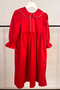 Girl's Festive Red Cotton Poplin White Crochet Embroidered Midi Length October 29Th Special Occasion Dress - 6