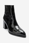Lynda Black Patent Leather Print Women's Thick Heeled Boots - 6