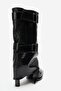 Ylva Black Striped Belted Women's Heeled Boots - 7