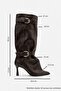 Marcella Brown Belted Women's Thin Heeled Boots - 5