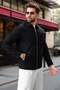 Black Zippered Lined Cashmere Men's Jacket E7207