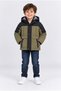 Boy's Hooded Plush Lined Water Repellent Winter Coat Yellow Khaki and Gray Color Ak4292