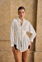 Women's White Lace Detailed Buttoned Tie-Up Shirt - 6