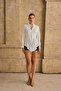 Women's White Lace Detailed Buttoned Tie-Up Shirt - 2