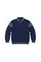 Men's Large Size Navy Blue Hattush Zippered High Collar Patterned Knitwear Sweater 3Xl-4Xl-5Xl-6Xl - 4