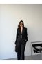 Black Double-Breasted Jacket and Trousers Set with Back Tie - 2