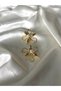 Women's Gold Color Pearl Design Flower Steel Earrings - 3