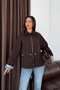 Brown Velvet Polo Collar Zipper Jacket