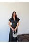 Black V-Neck Midi Satin Dress - 3