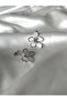Women's Silver Color Stone and Pearlescent Flower Model Steel Earrings - 3