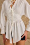 Women's White Lace Detailed Buttoned Tie-Up Shirt - 7