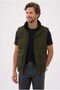 Men's relaxed fit casual stand collar hidden zipper closure hooded and snap button double pocket puffer khaki vest - 7