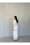 Ecru Degaje Collar Tulle Sleeves Long Dress - 7