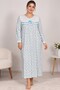 100% Cotton Long Sleeve Rose Patterned Plus Size Women's Nightgown